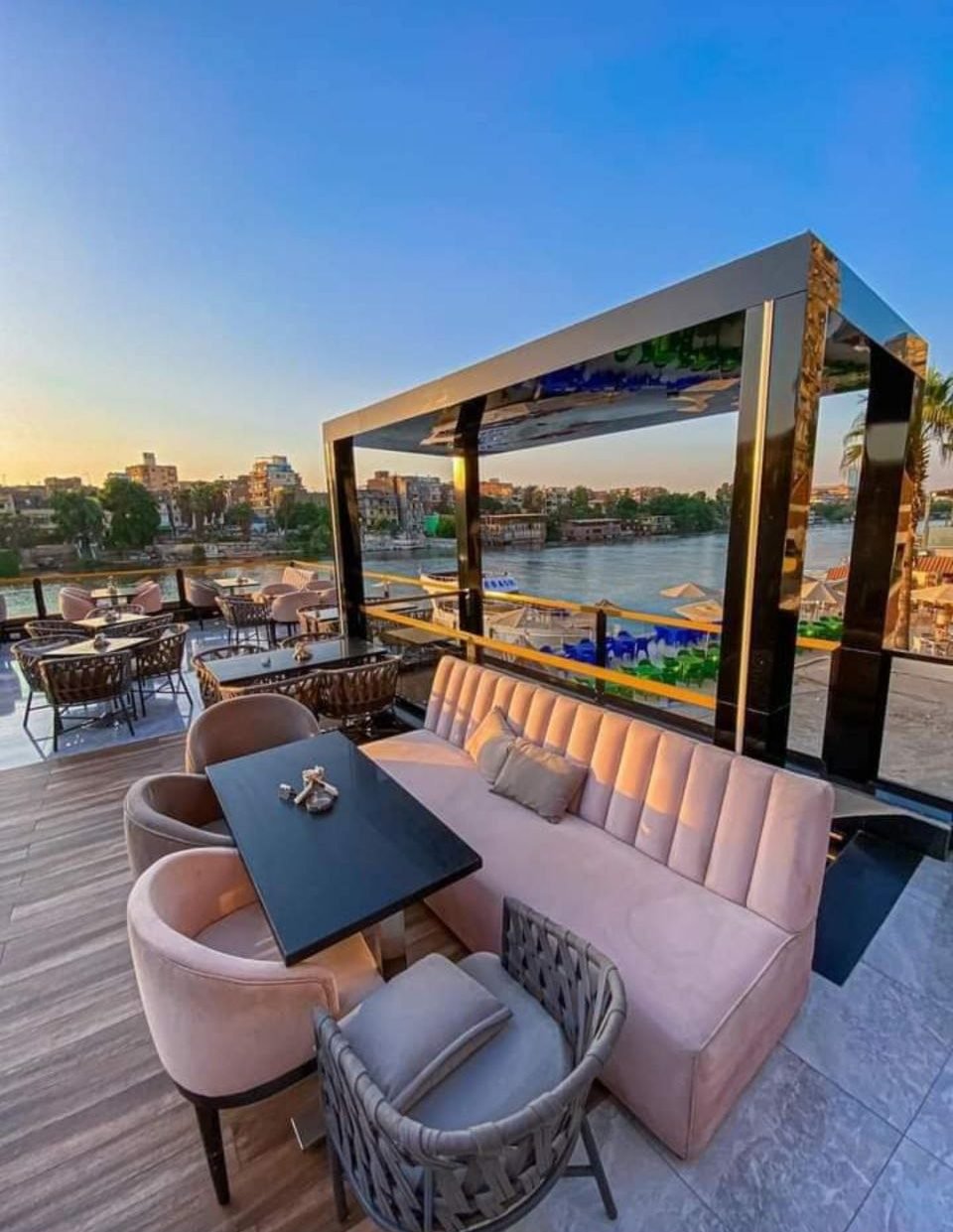 Nile evening and Cairo city lights